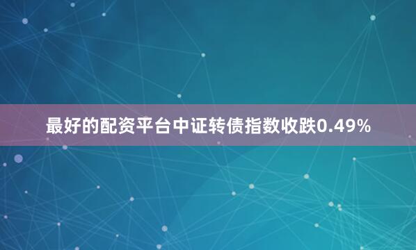 最好的配资平台中证转债指数收跌0.49%